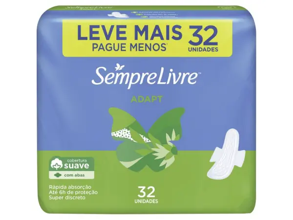 Absorvente Sempre Livre Adapt Leve Mais Pague Menos Suave com Abas 32 un